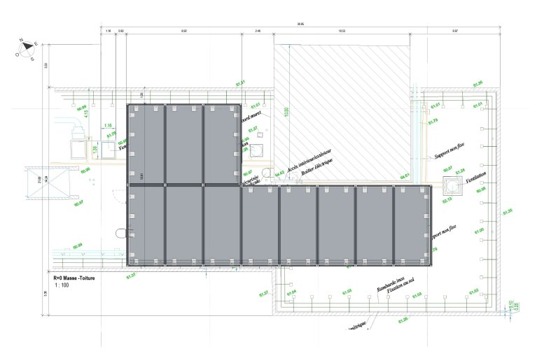 plan des bureaux modulaires ALGECO® sur le toit de l’hôpital La Palmosa de Menton